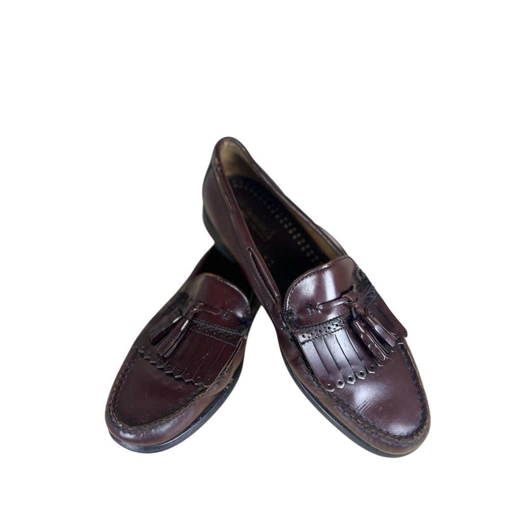 Vintage G.H. Bass Weejuns Burgundy‎ Leather Kiltie Tassel Loafers 11D